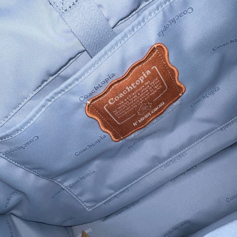 Coachtopia Light Blue Quilted Tote with Tan Leather Patch - Picture 3 of 3